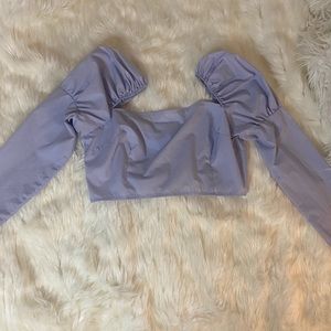 Blue long sleeve crop top